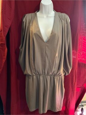 BCBGMaxAzria Spanish Moss V-Neck Draped Romper